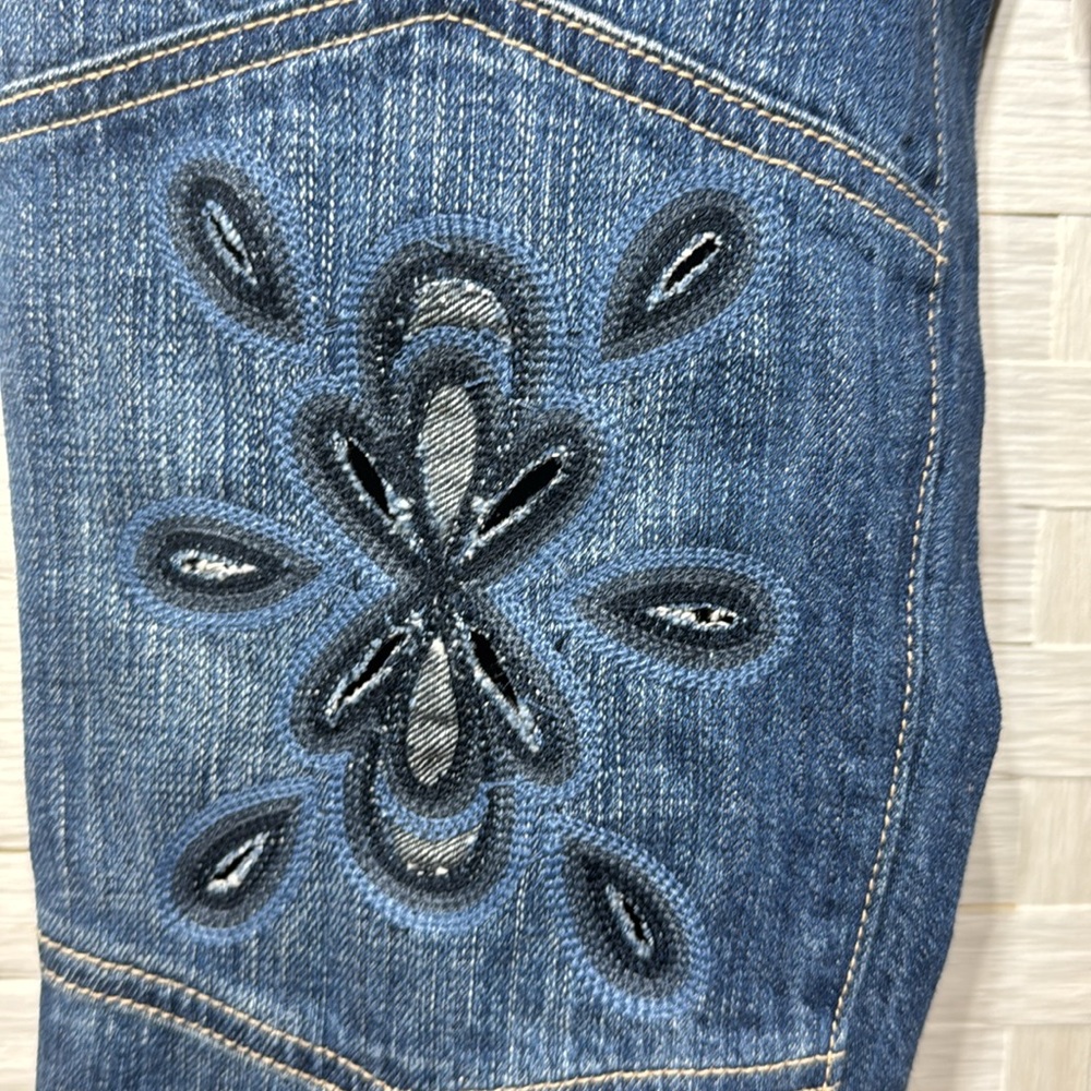 Current/Elliott The Fling Floral Embroidery Distressed Button Fly Jeans Size 27 - Picture 5 of 13